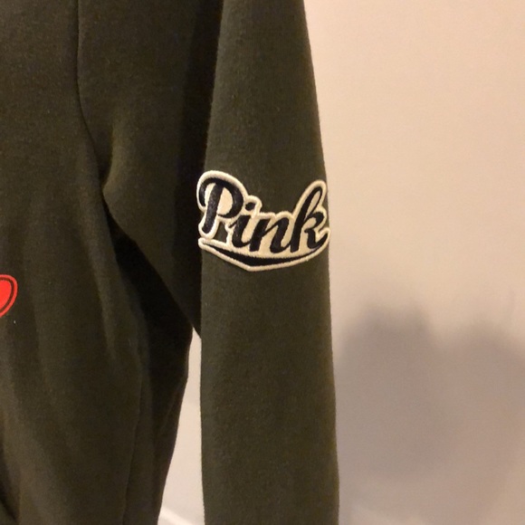 PINK military green hooded sweatshirt size medium - Picture 3 of 5